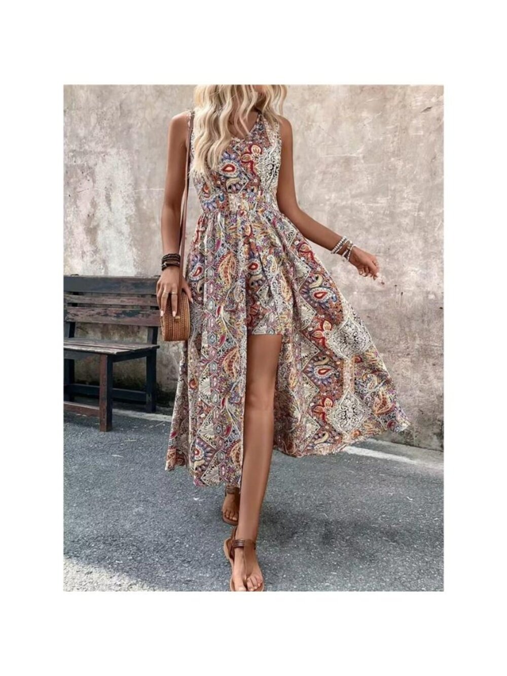Paisley Print Sleeveless Romper